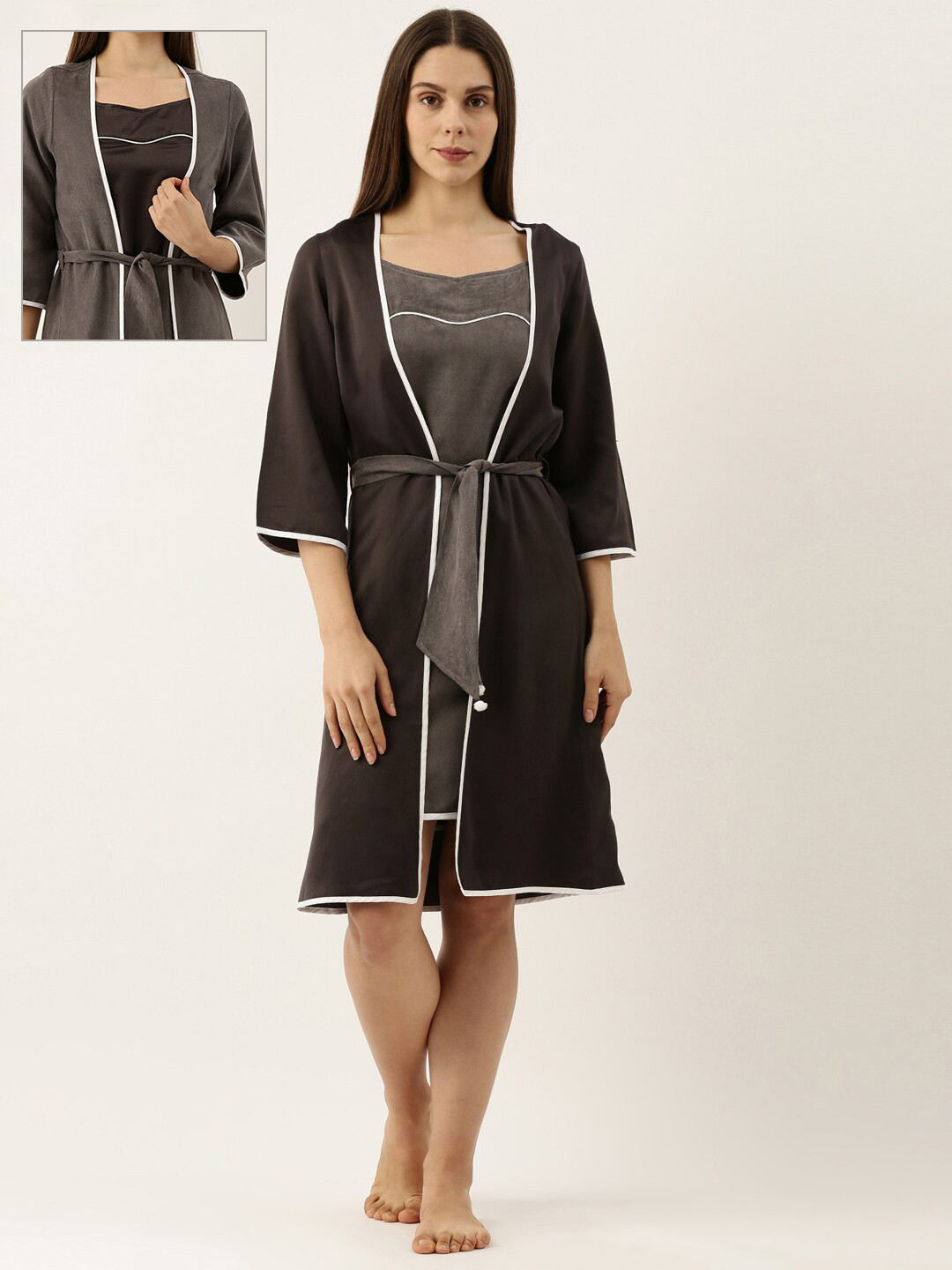 

Bannos Swagger Grey & Black Reversible Rob Nightdress