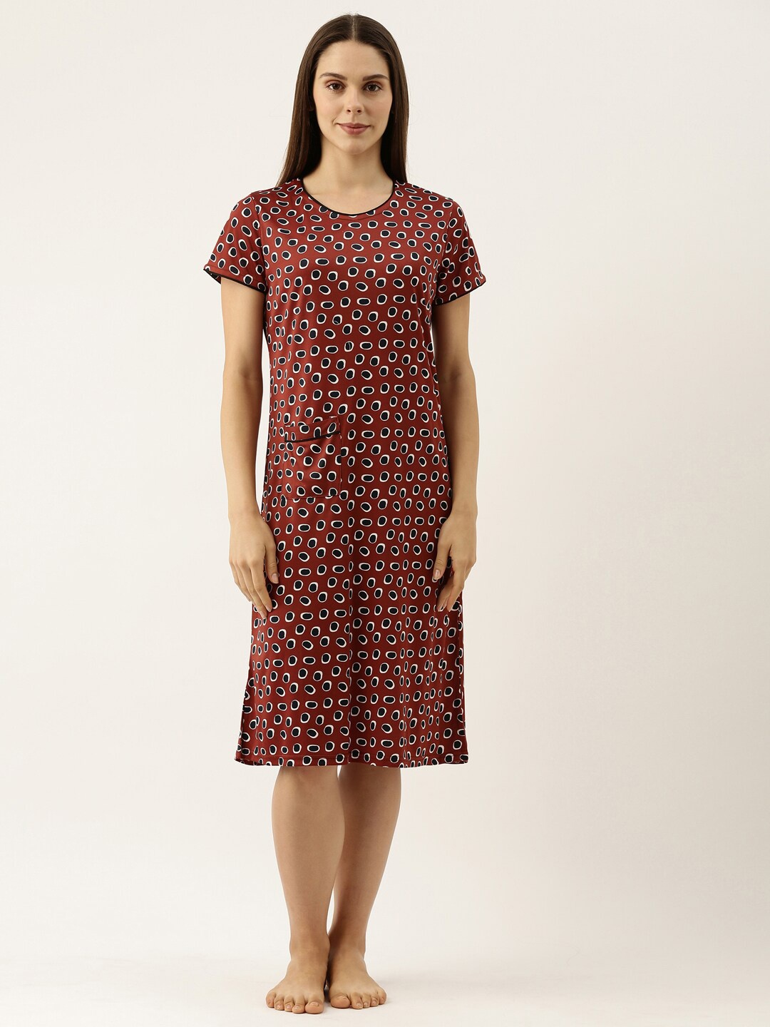 

Bannos Swagger Brown Printed Nightdress