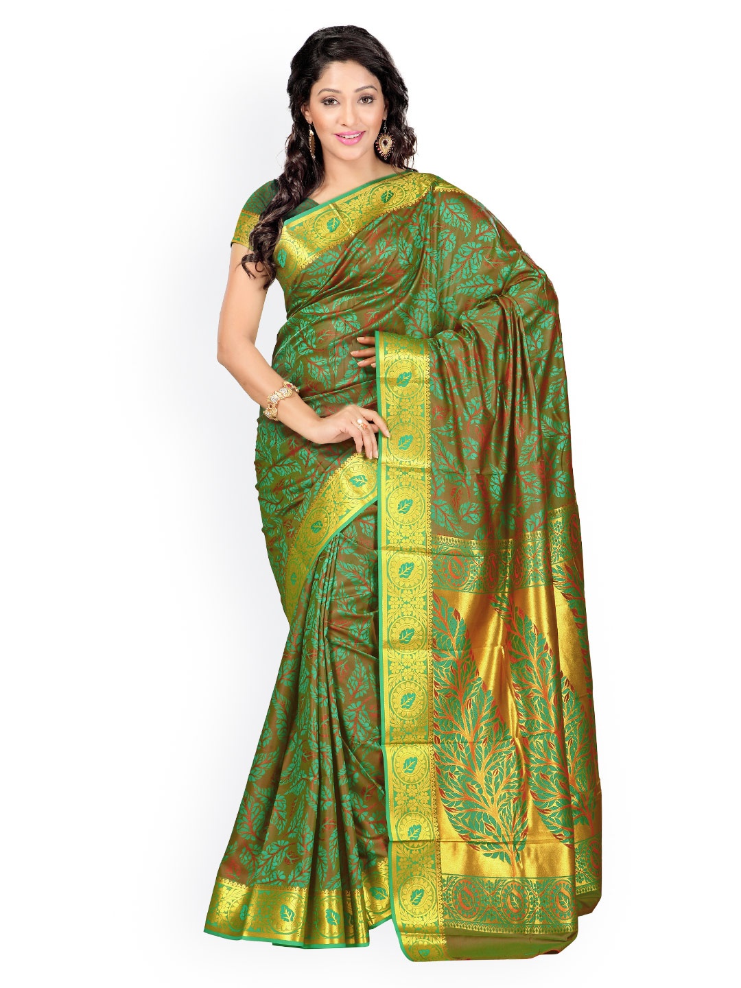 

Varkala Silk Sarees Green Kanjeevaram Art Silk Traditional Saree