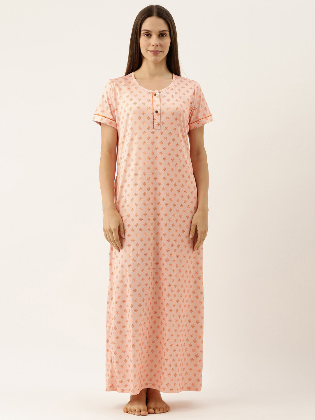 

Bannos Swagger Pink Printed Maxi Nightdress