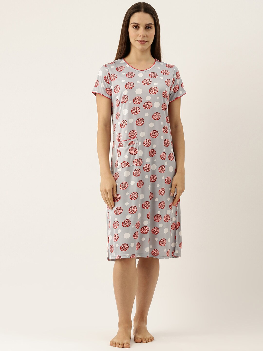 

Bannos Swagger Grey Printed Nightdress