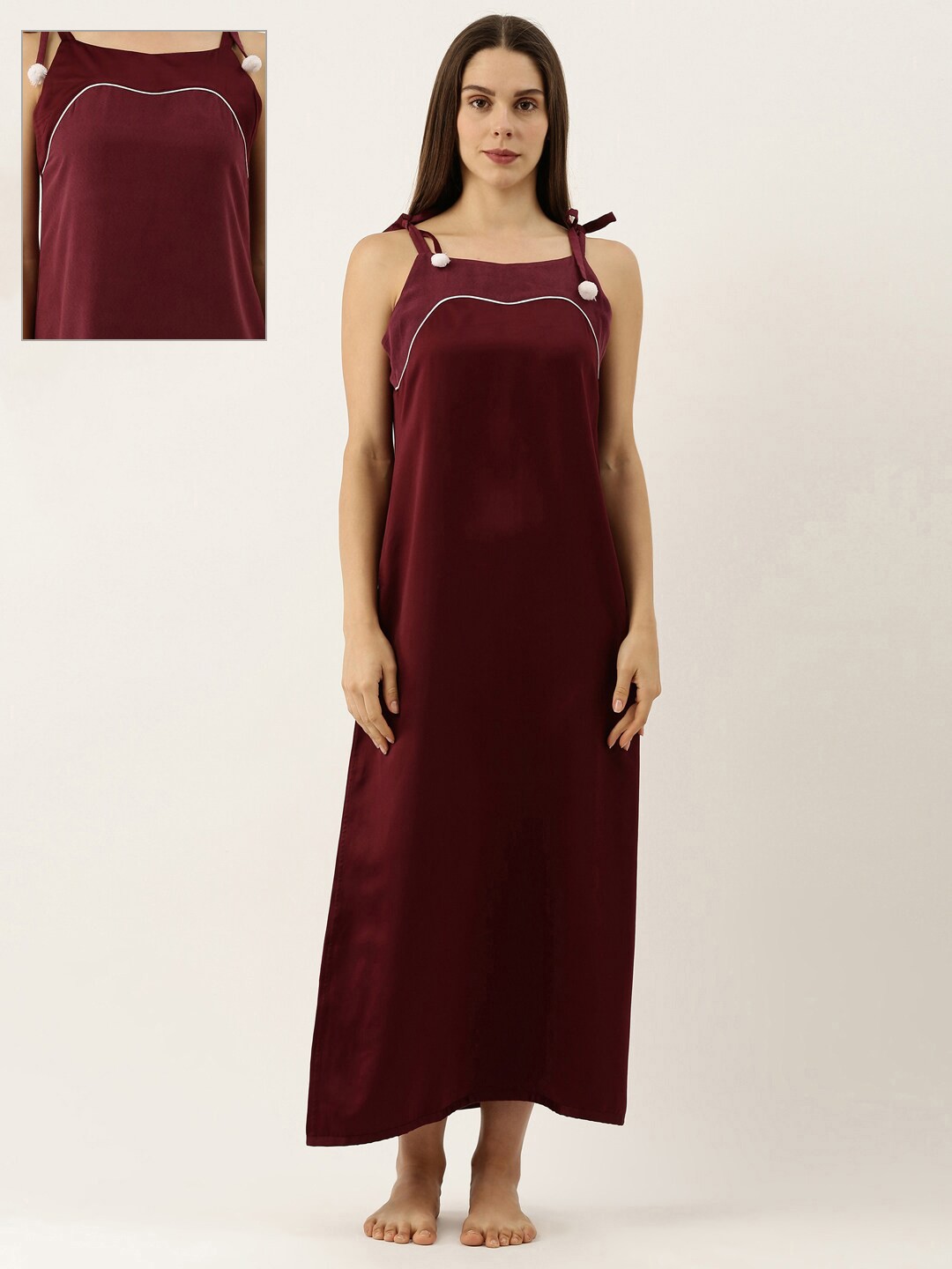 

Bannos Swagger Maroon Reversible Maxi Nightdress