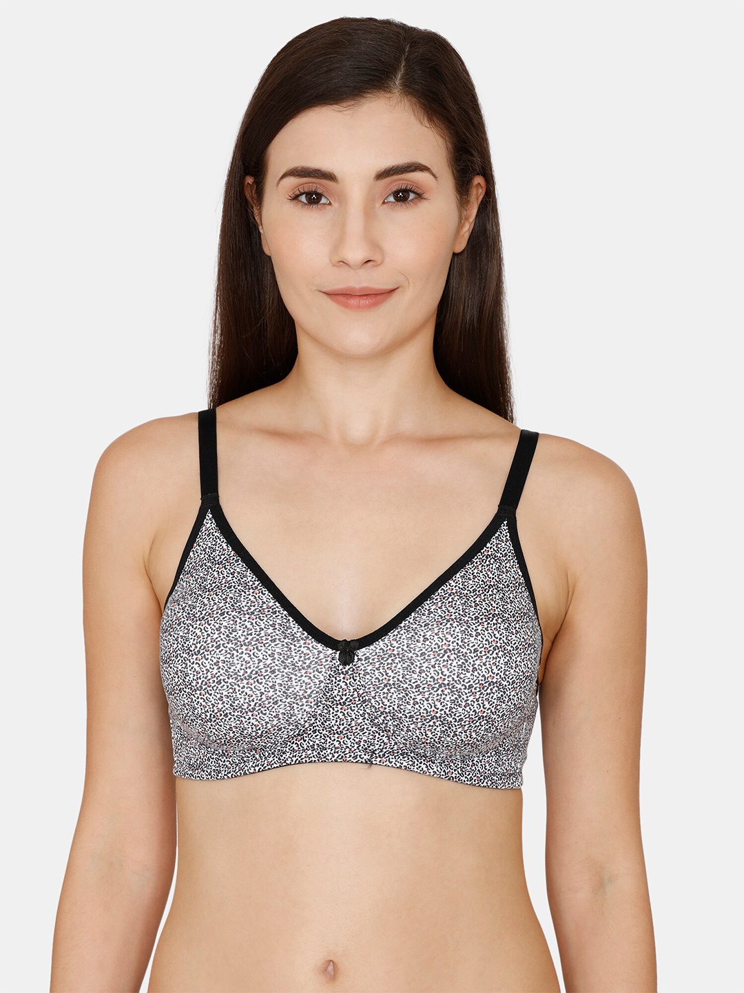 

Rosaline by Zivame White & Grey Animal Printed T-shirt Bra
