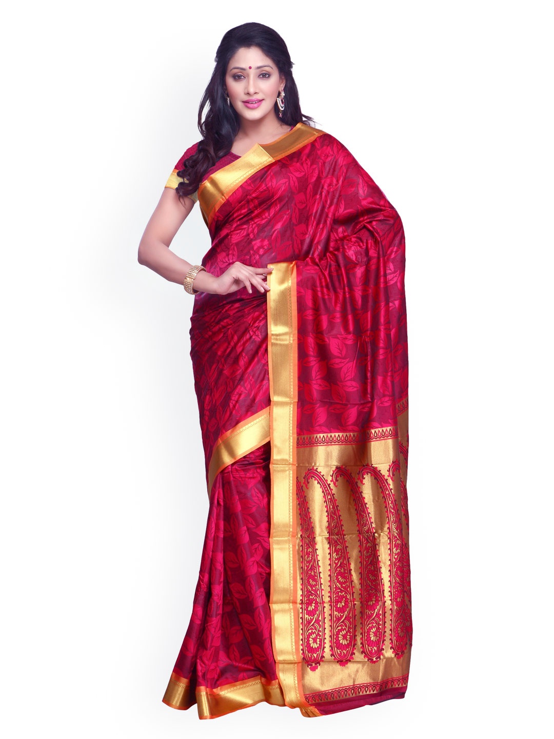 

Varkala Silk Sarees Pink Kanjeevaram Art Silk Traditional Saree