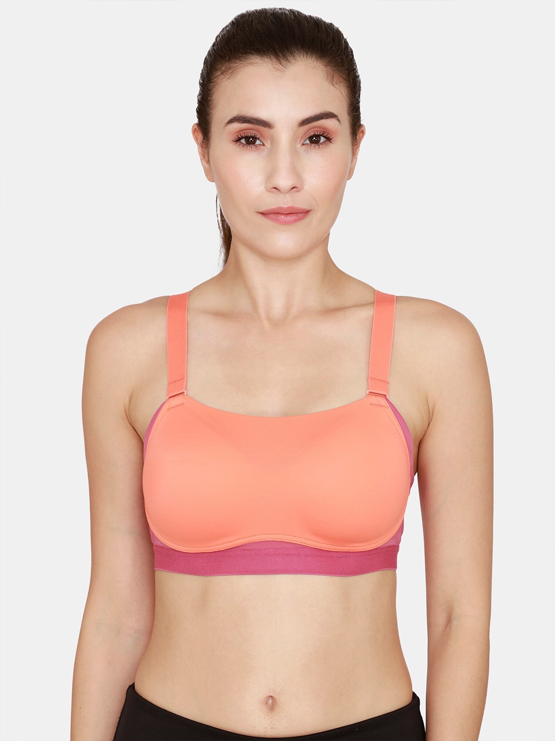 

Zelocity by Zivame Orange & Pink Lightly Padded Sports Bra