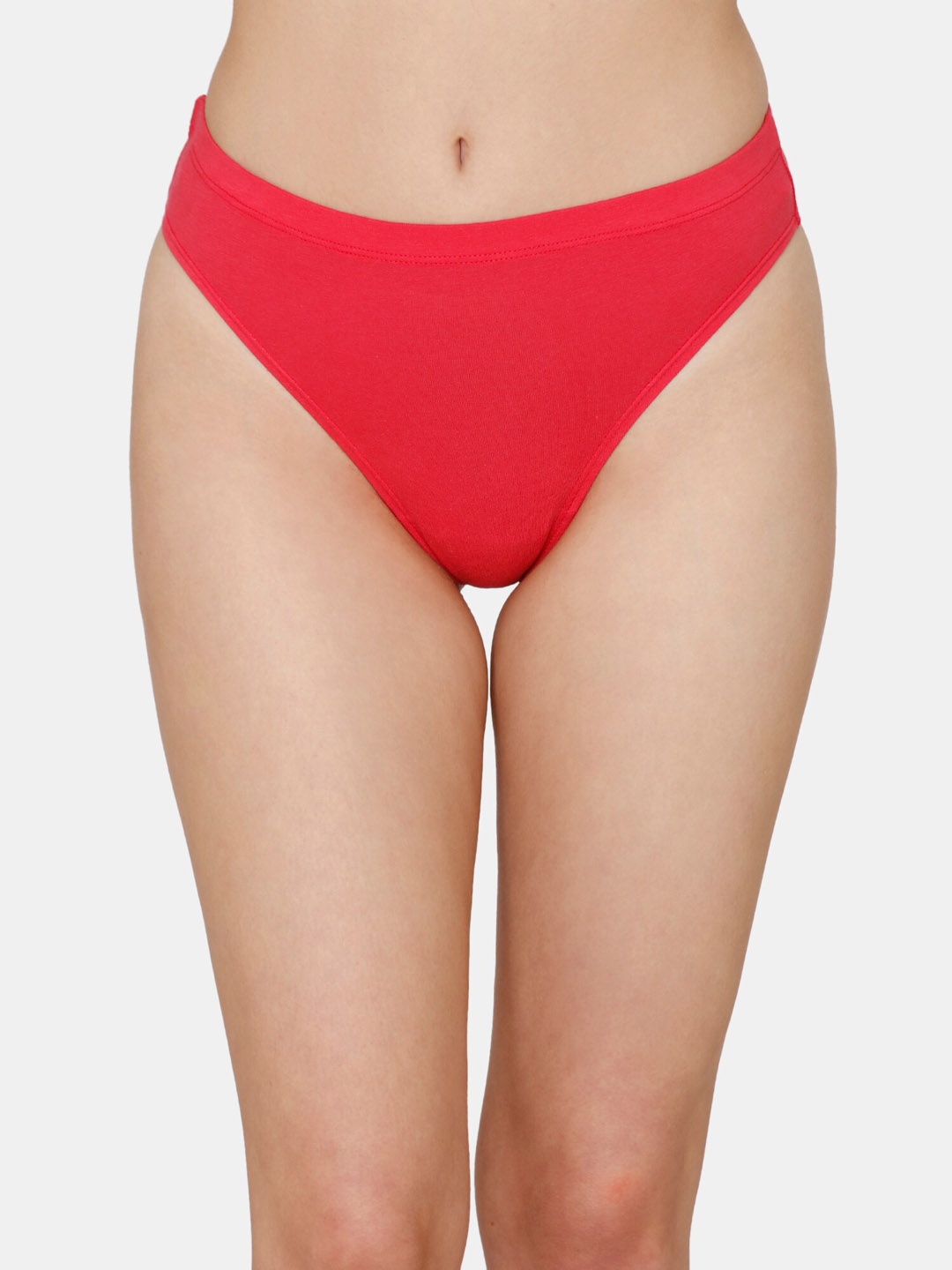 

Zivame Women Red Solid Pure Cotton Thong Briefs
