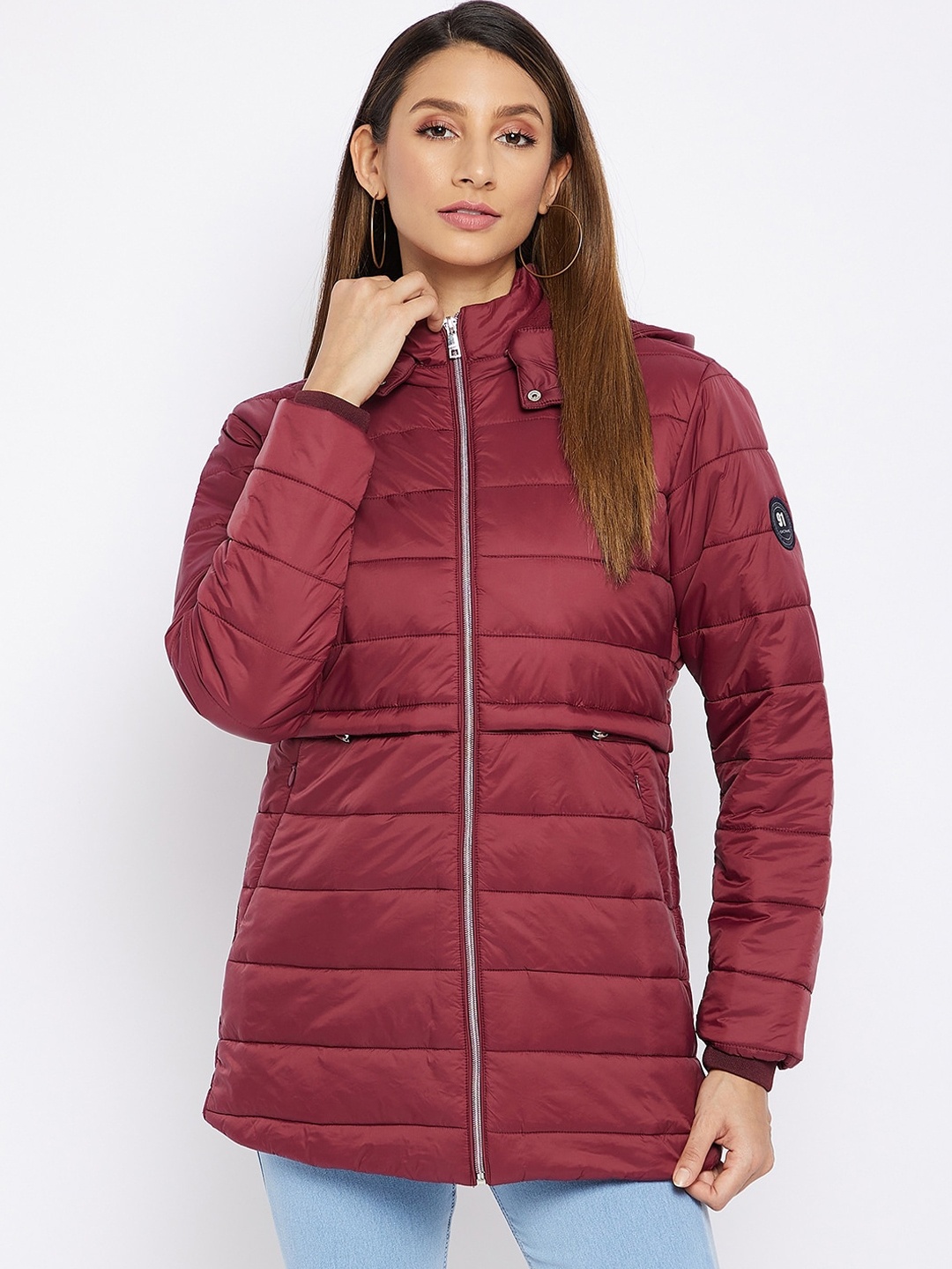 

Octave Women Maroon Longline Padded Jacket