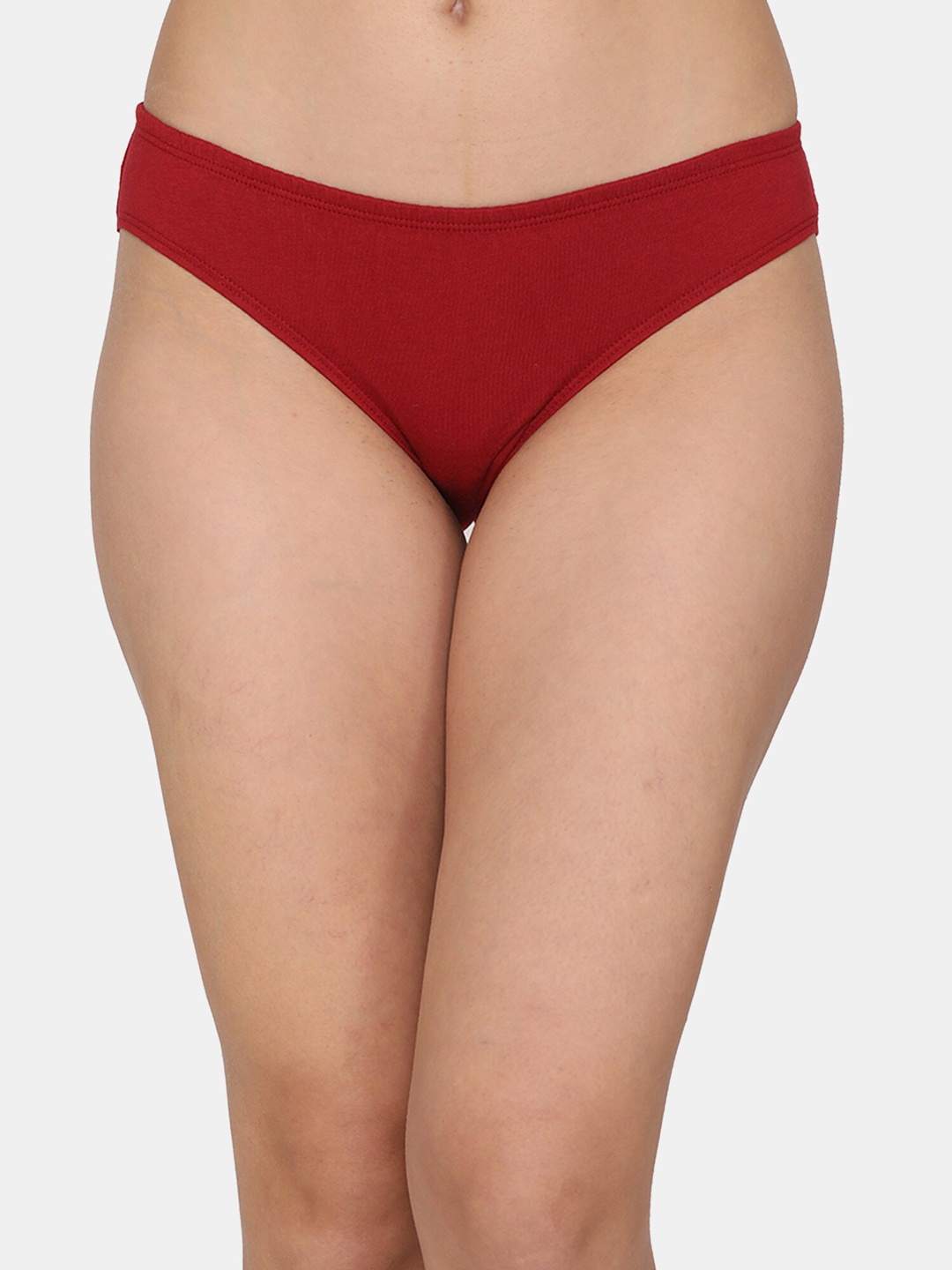 

Zivame Women Red Solid Pure Cotton Bikini Briefs