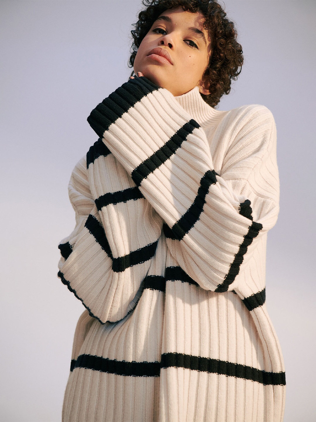 

H&M Women White Rib-Knit Wool Jumper