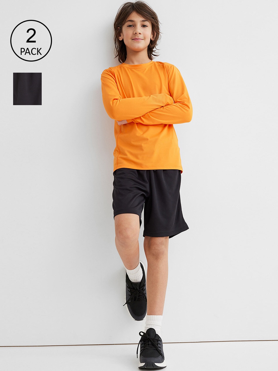 

H&M Boys Black Solid 2-Pack Sports Shorts