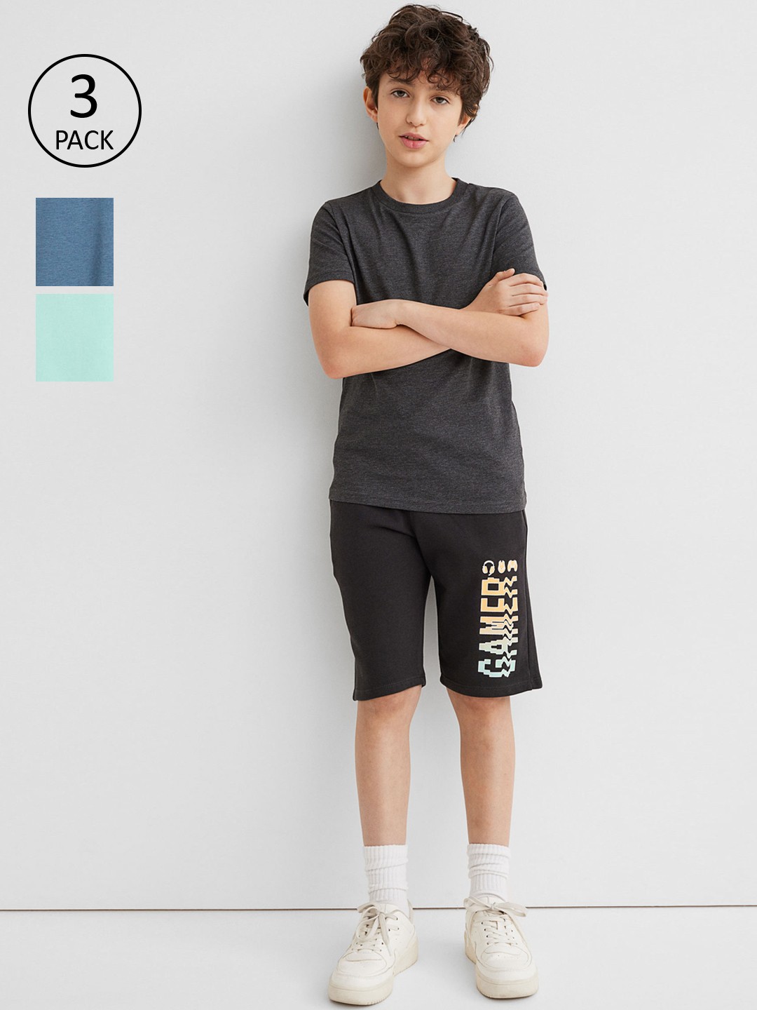 

H&M 3-Pack Multicolored Pack of 3 Sweatshorts, Black