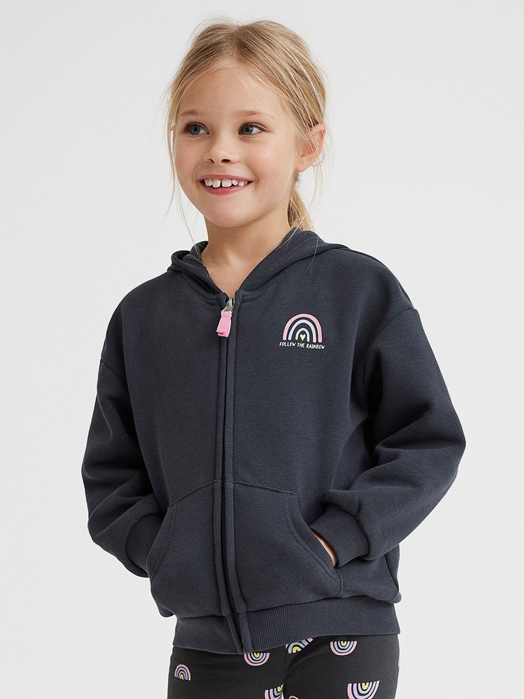 

H&M Girls Grey Zip-Through Hoodie