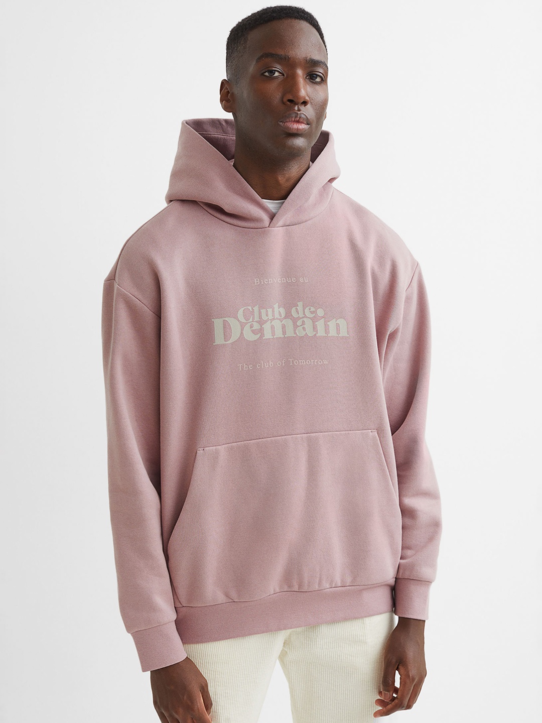 

H&M Men Pink Typography Printed Relaxed Fit Hoodie