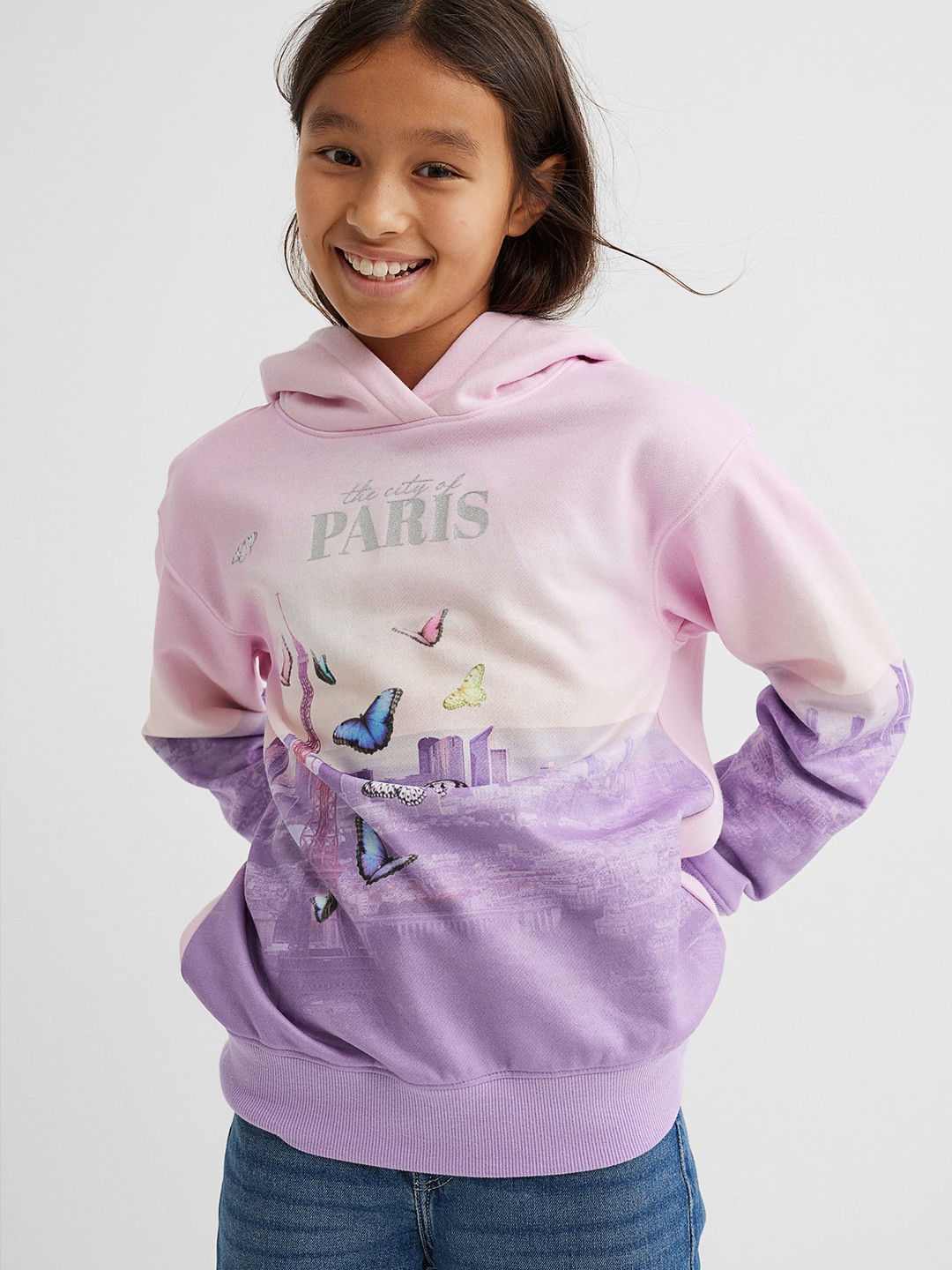 

H&M Girls Pink & Lavender Printed Hoodie