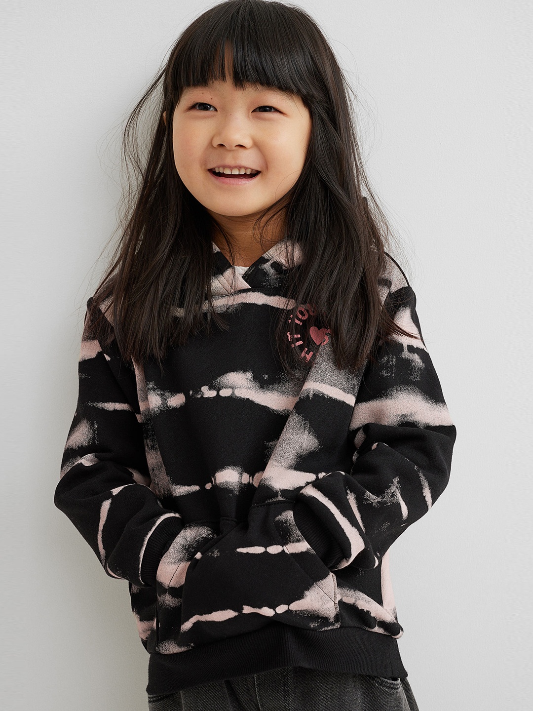 

H&M Girls Black & Multicoloured Motif-Detail Hoodie