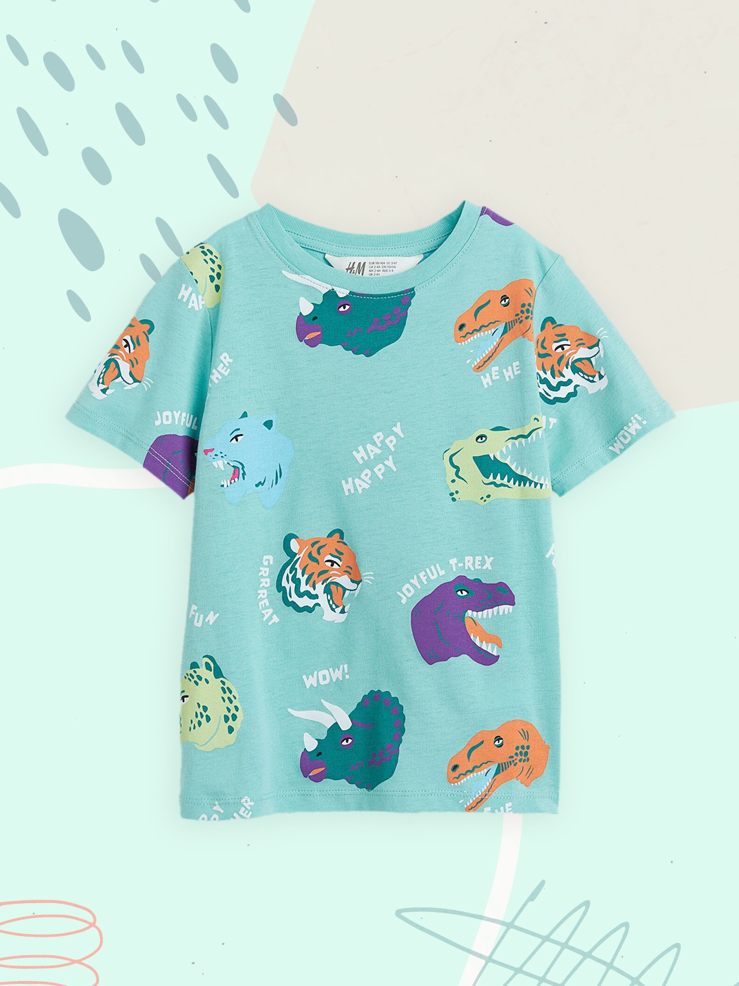 

H&M Boys Turquoise Blue Cotton Printed T-Shirt