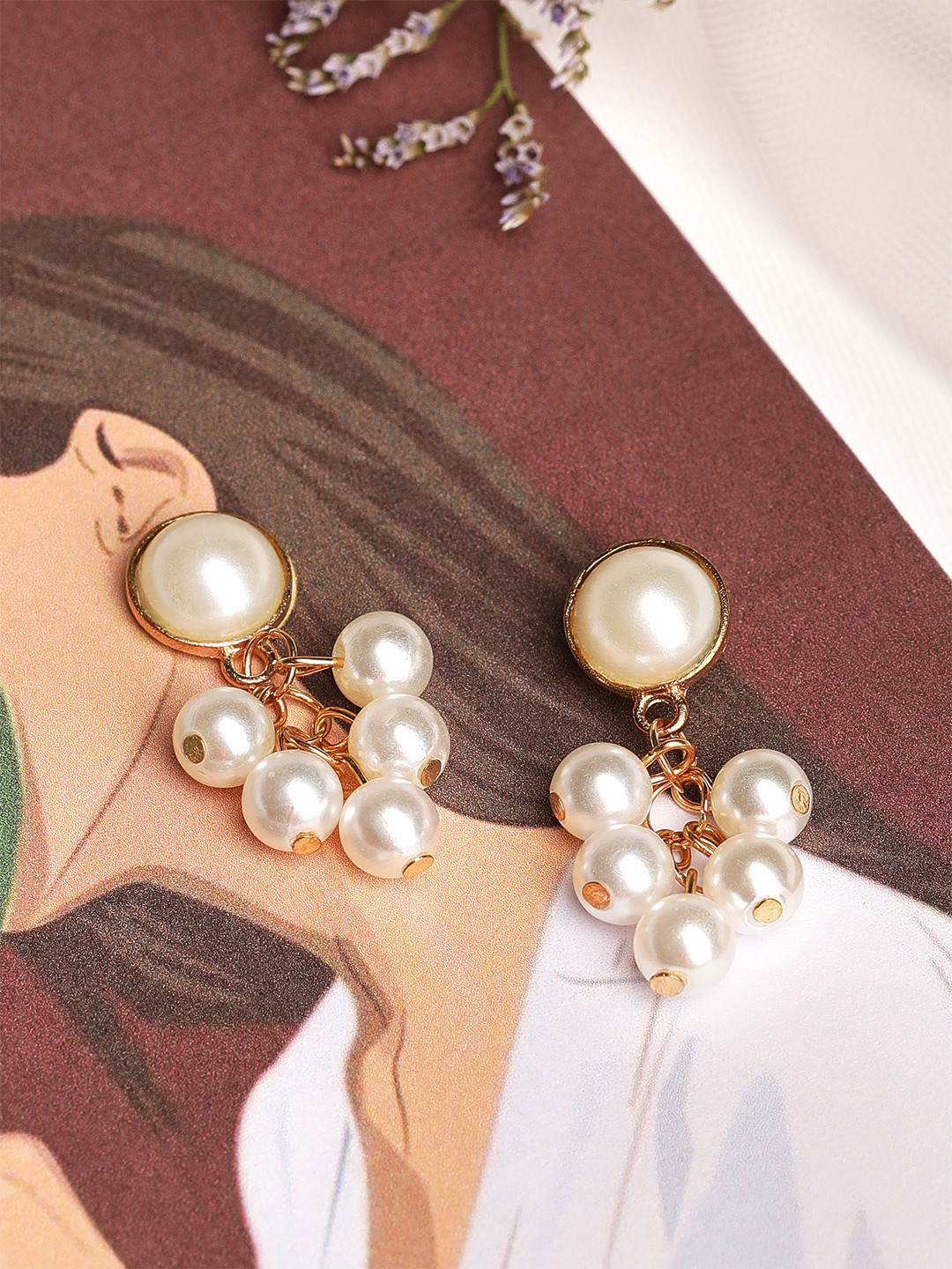 

TOKYO TALKIES X rubans FASHION ACCESSORIES Gold-Toned Pearl Beaded Drop Earrings