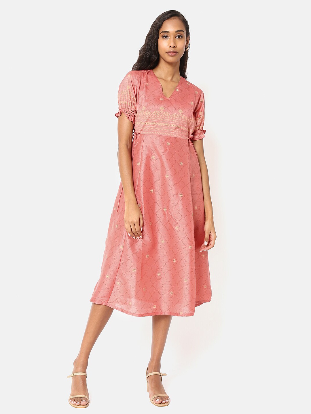

Saaki Pink Floral Midi Dress