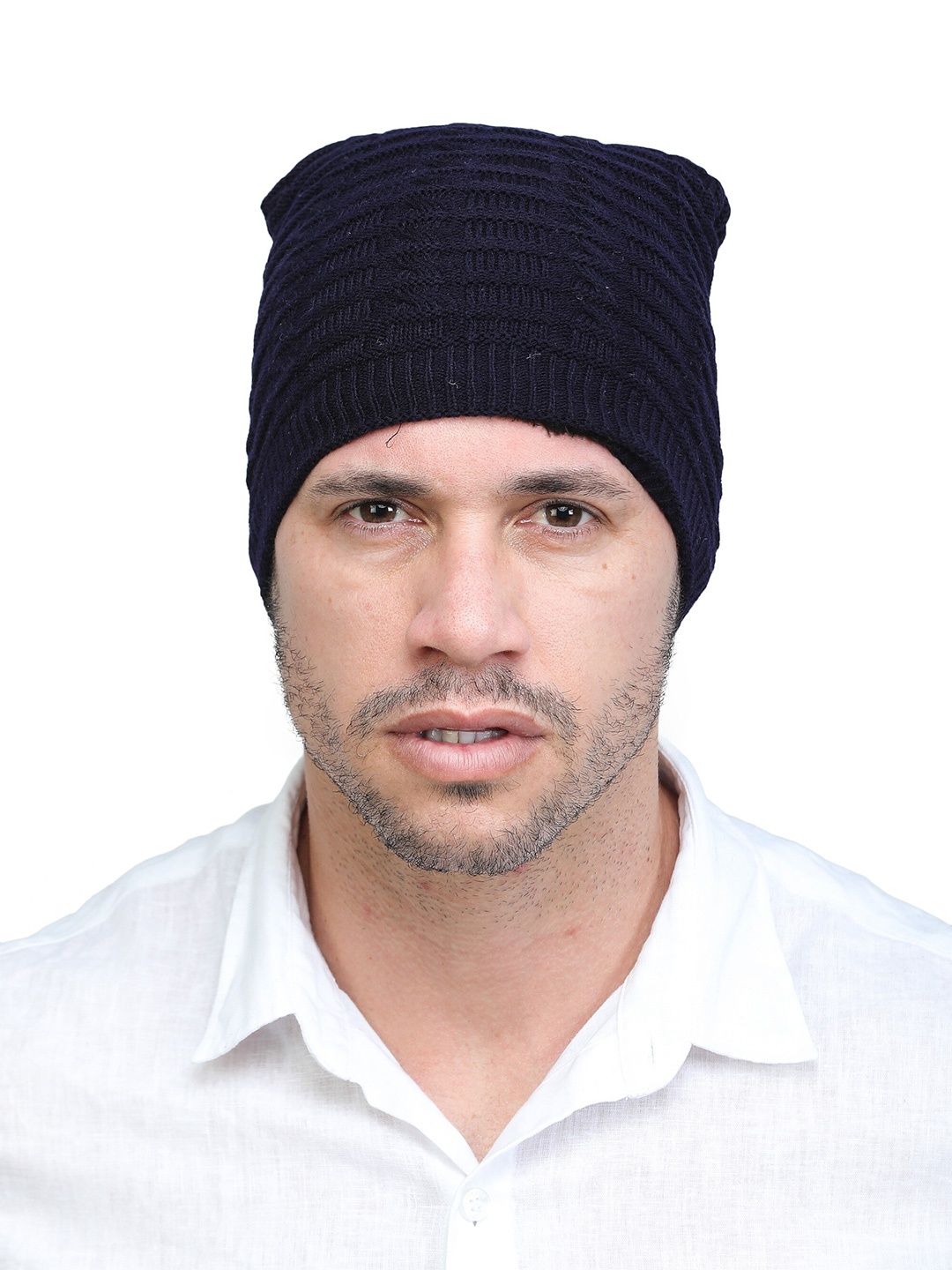 

ELLIS Men Navy Blue Self Design Woolen Beanie