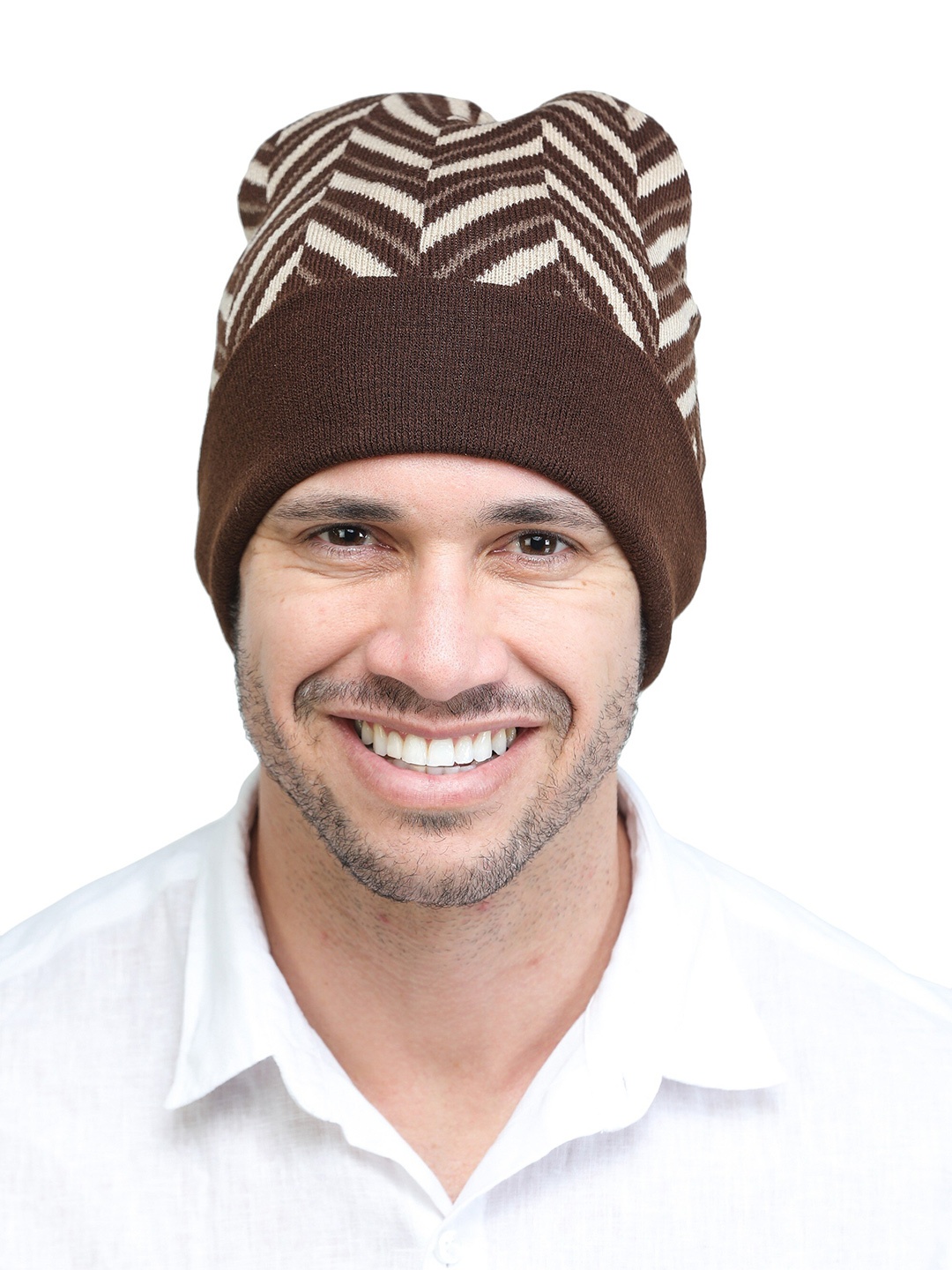 

ELLIS Men Brown & Beige Self Design Wool Beanie