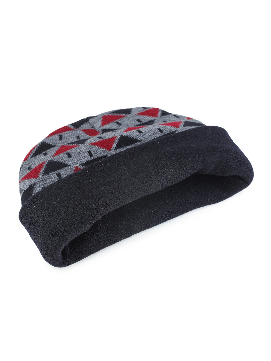 

ELLIS Men Red & Grey Wool Beanie