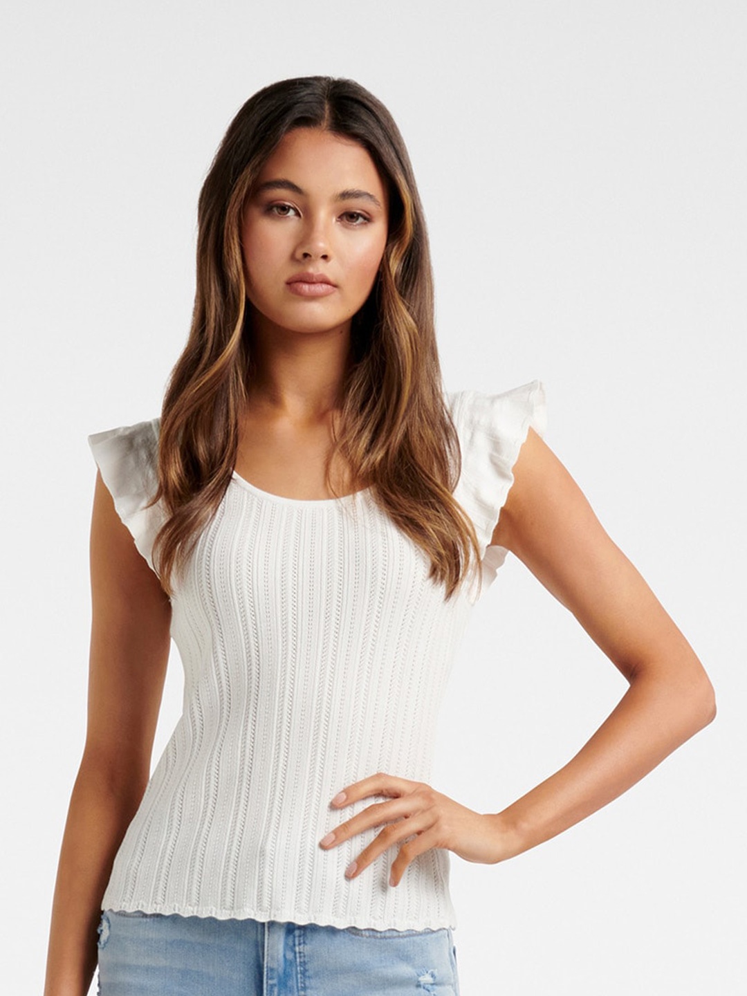 

Forever New White Striped Top