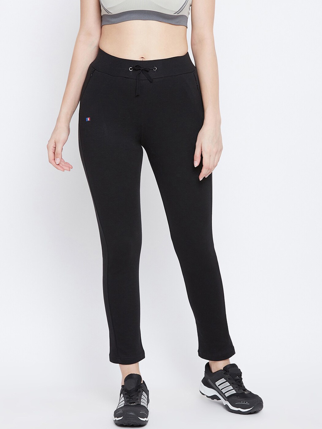 

FRENCH FLEXIOUS Women Black Solid Slim-Fit Track Pants
