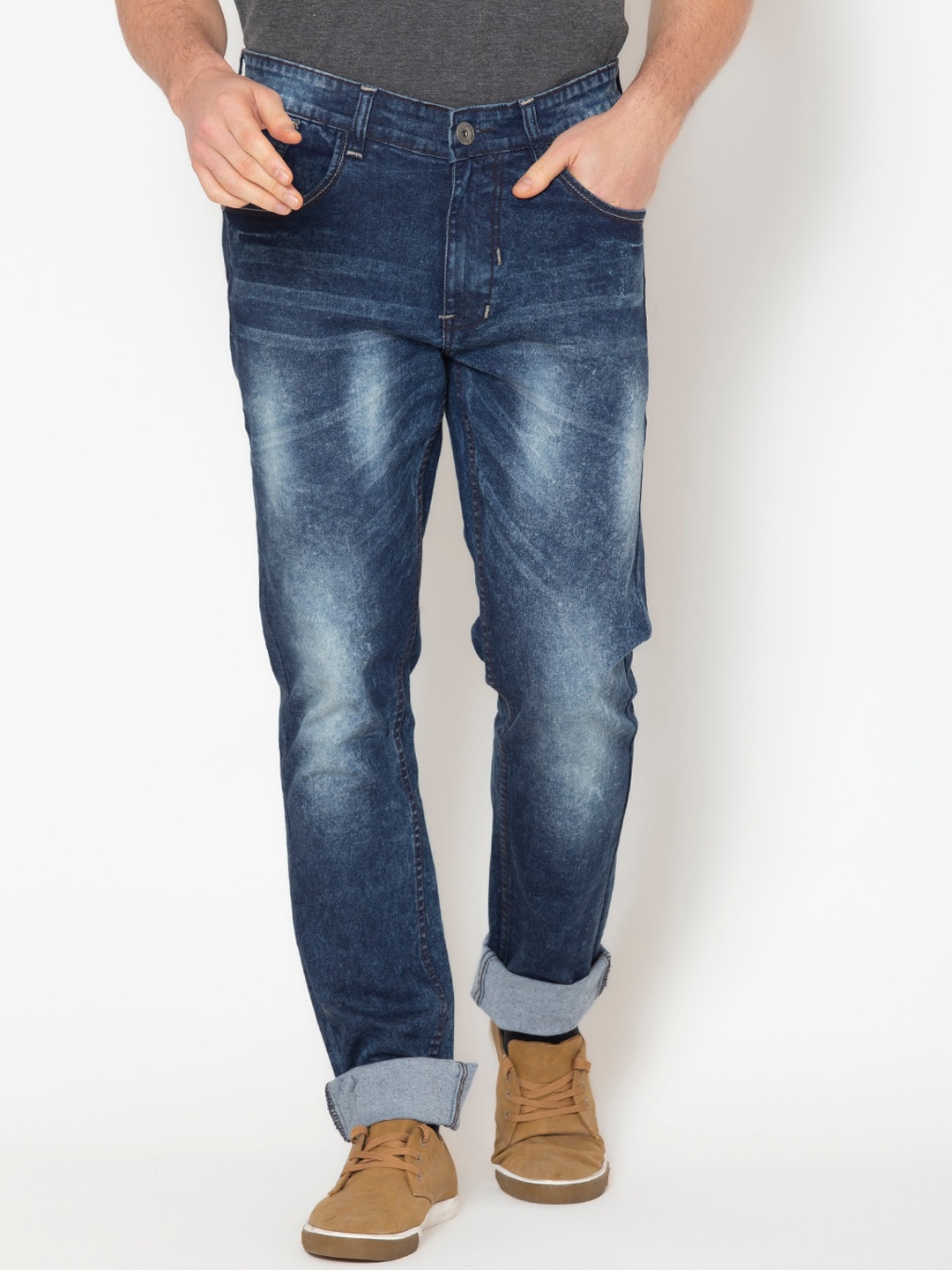 

Allen Cooper Men Navy Blue Slim Fit Heavy Fade Stretchable Jeans