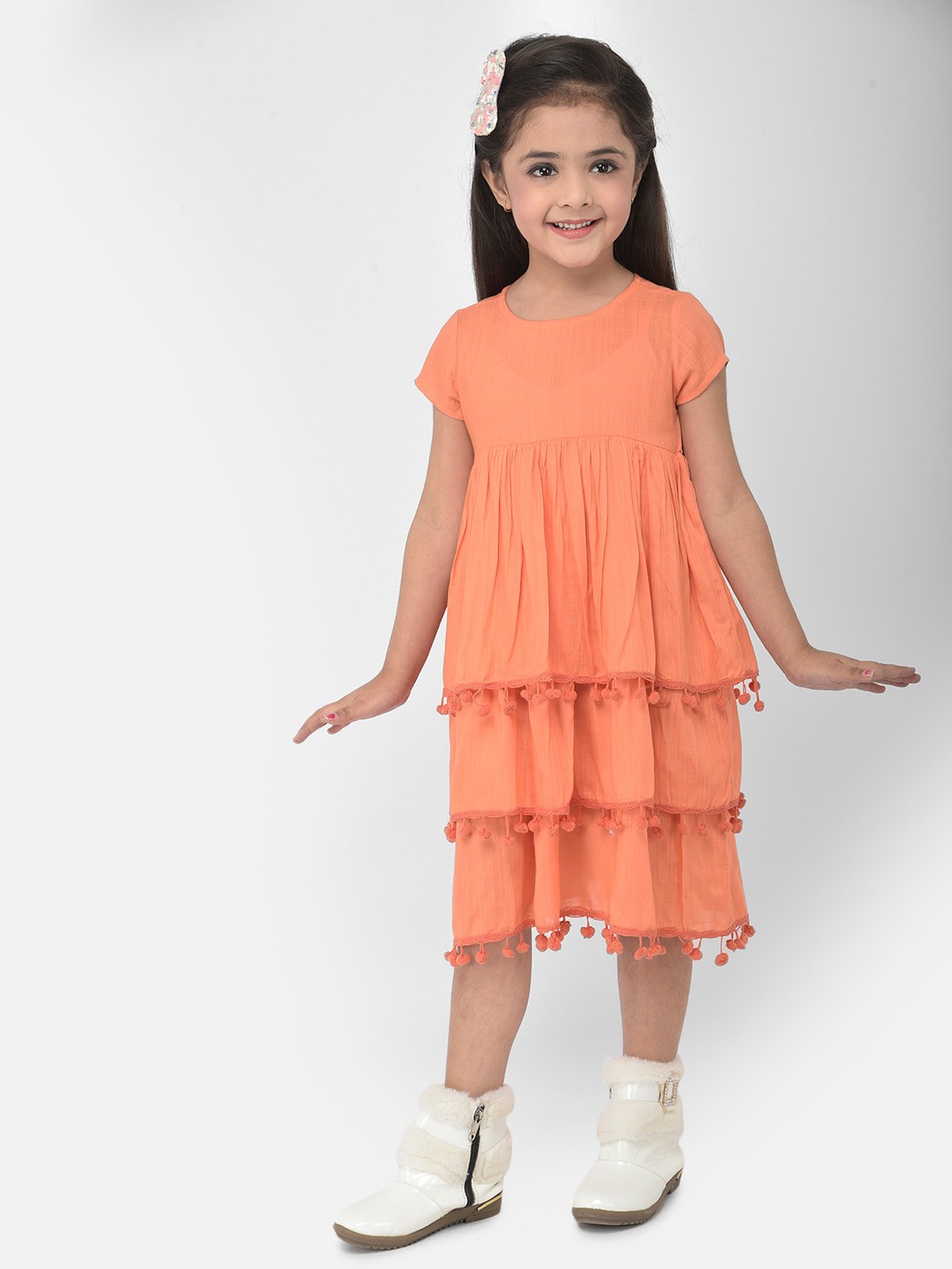 

Eavan Coral Layered Empire Dress
