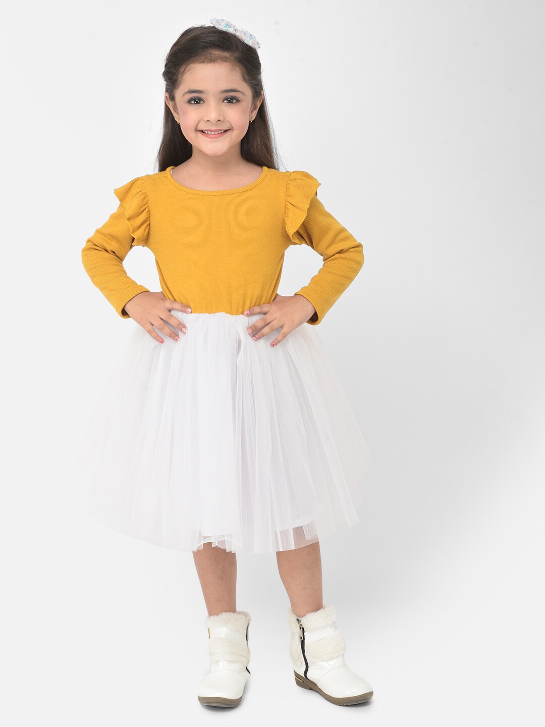 

Eavan Yellow & White Colourblocked Fit & Flare Dress