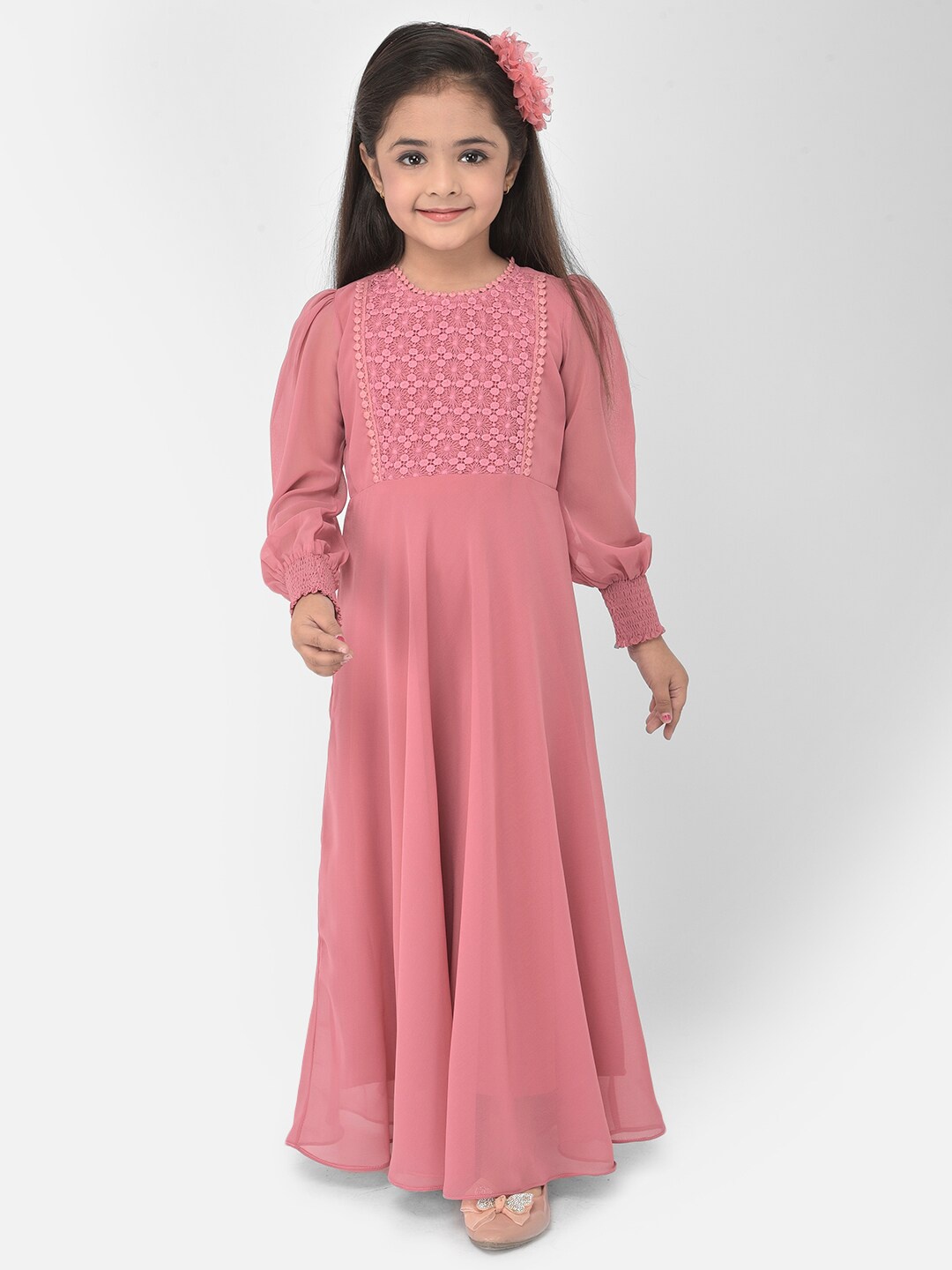 

Eavan Girls Pink Georgette Maxi Dress