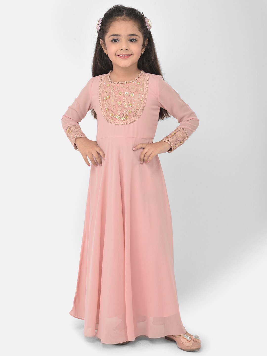 

Eavan Pink Embellished Georgette Maxi Dress