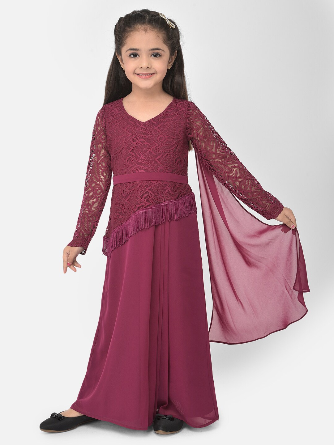 

Eavan Burgundy Lace Maxi Dress