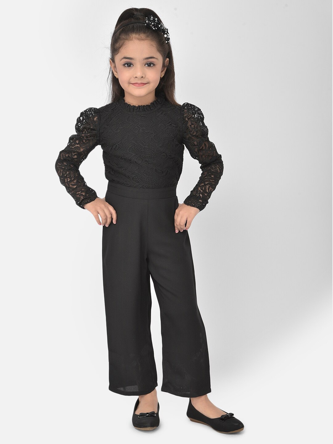 

Eavan Girls Black Basic Lace Jumpsuit