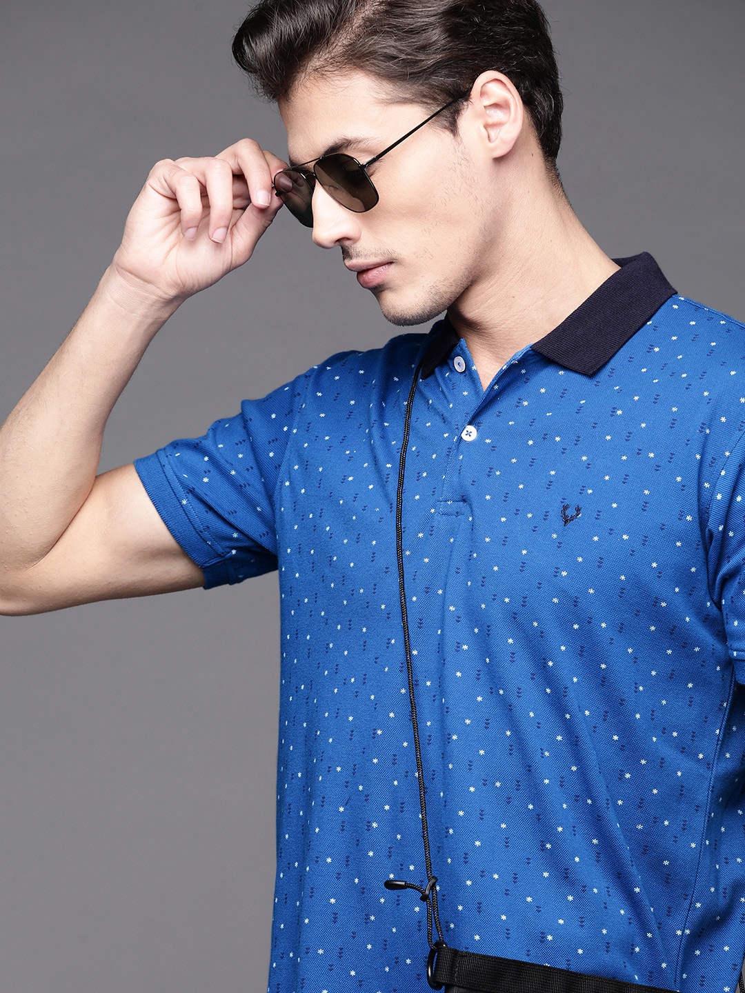 

Allen Solly Men Blue Printed Polo Collar T-shirt