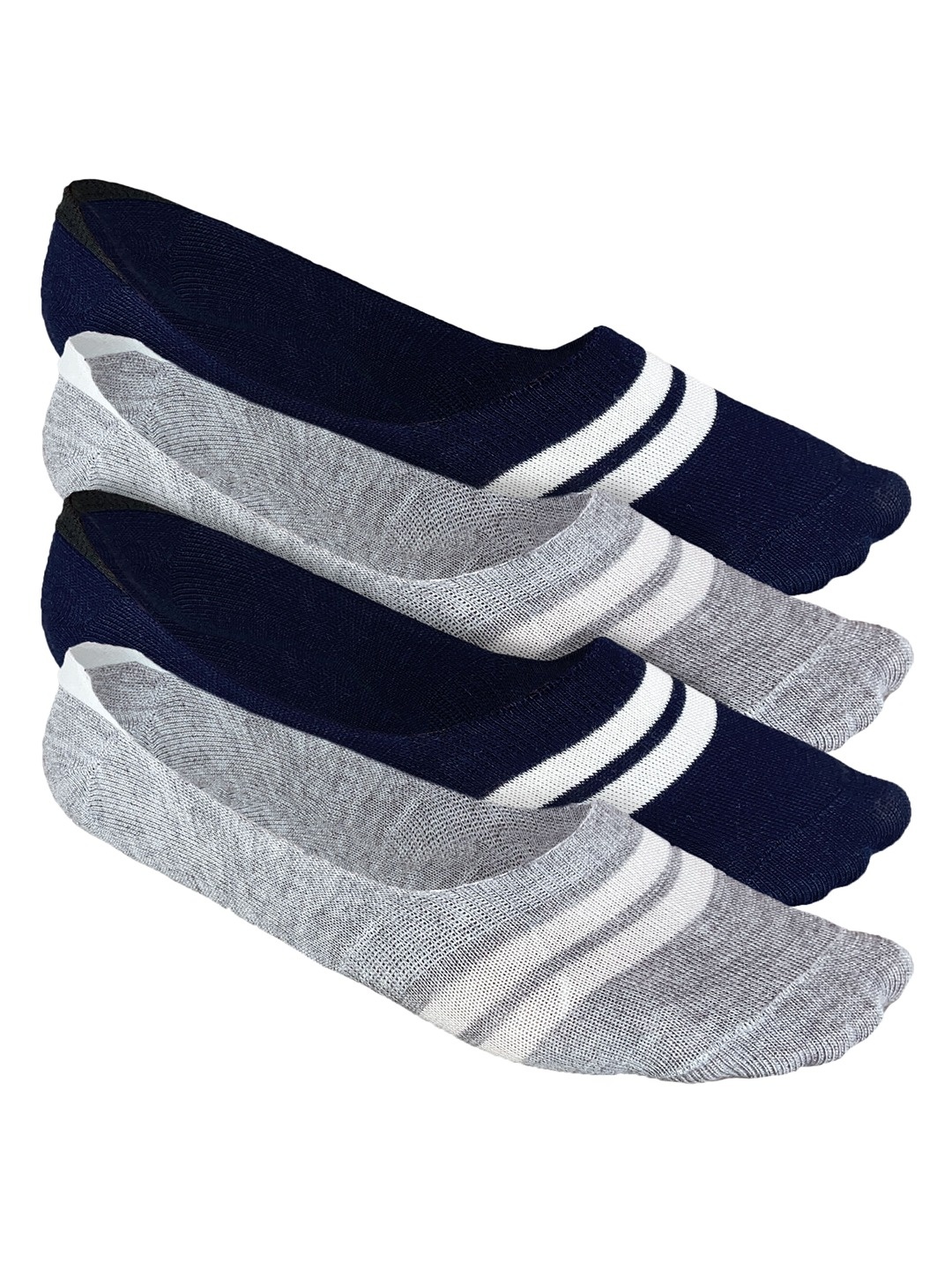 

Heelium Men Striped Pack of 4 Odour Free Breathable Low Cut Bamboo No Show Socks, Grey