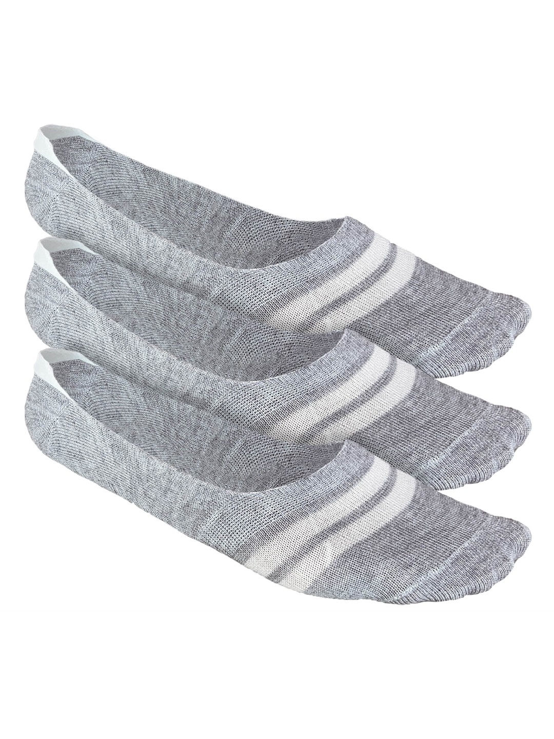 

Heelium Men Striped Pack of 3 Odour Free Breathable Low Cut Bamboo No Show Socks, Grey