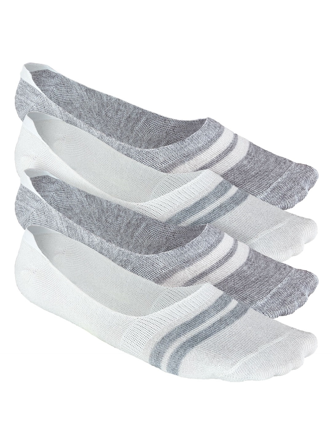 

Heelium Men Striped Pack of 4 Odour Free Breathable Low Cut Bamboo No Show Socks, White