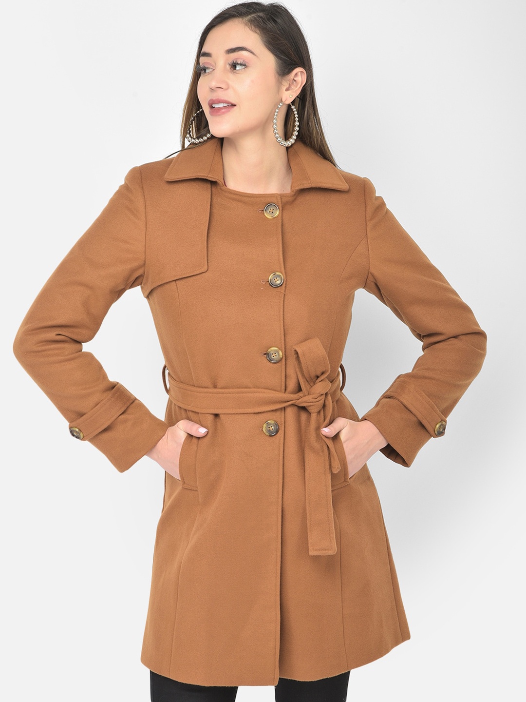 

Latin Quarters Women Camel Brown Longline Tailored Jacket