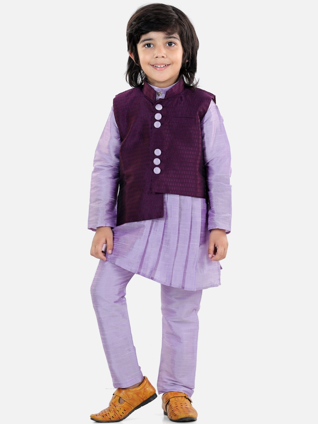 

BownBee Boys Purple Kurta with Pyjamas & Nehru Jacket