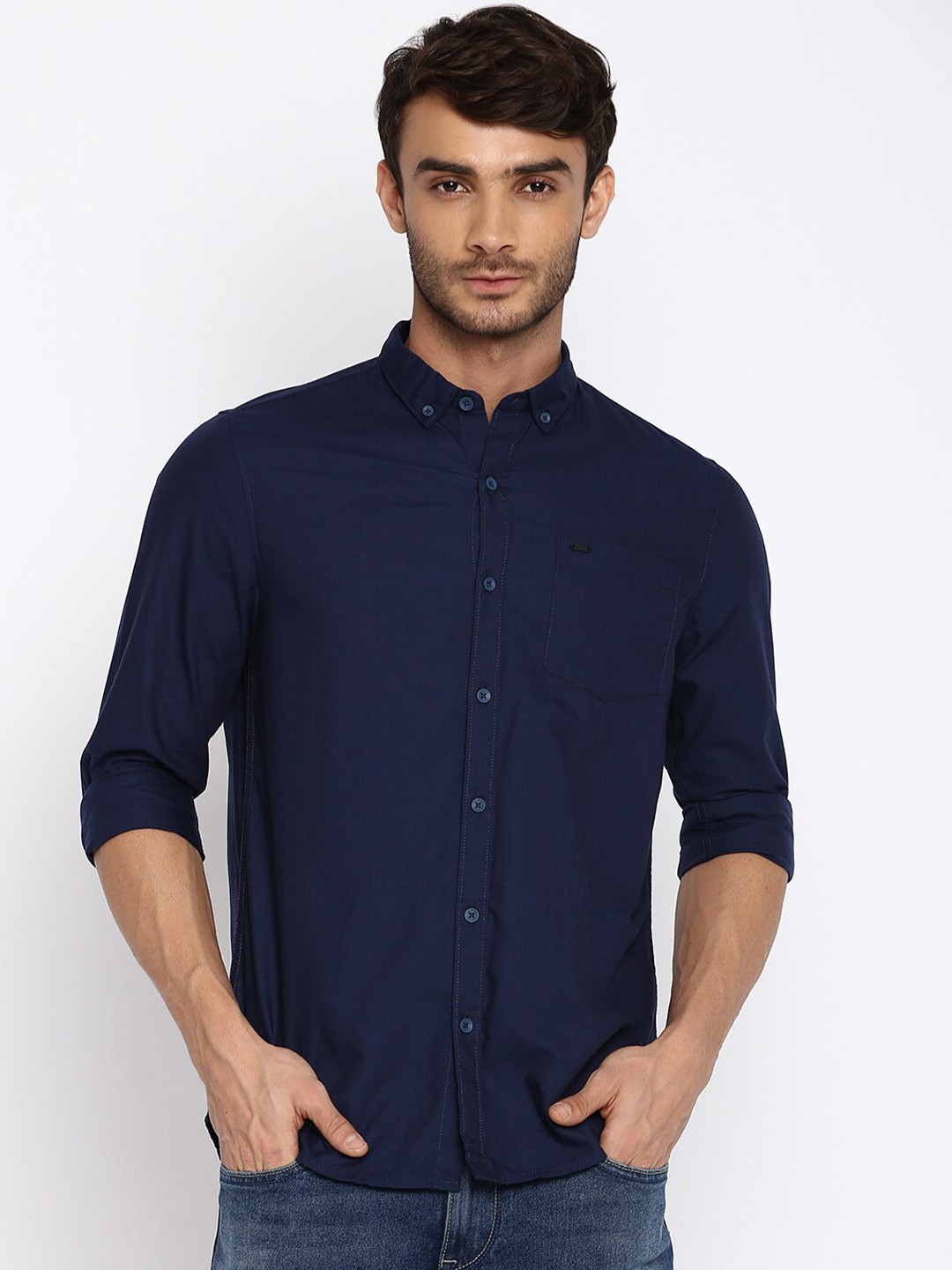 

Lee Men Navy Blue Slim Fit Casual Shirt