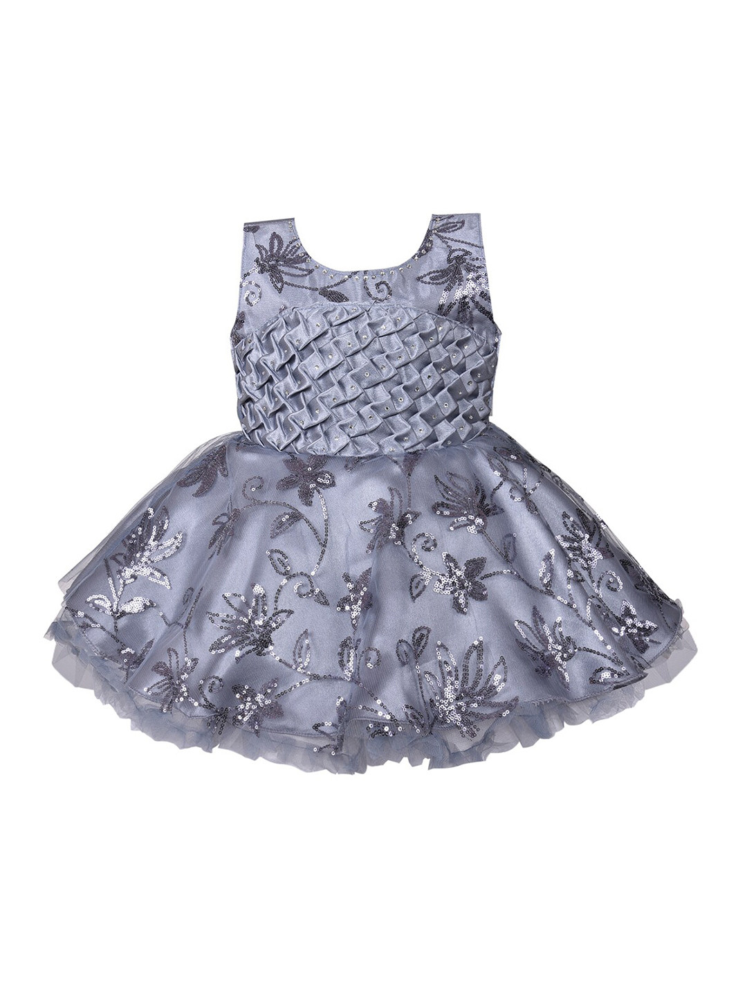 

Wish Karo Grey Floral Net Dress