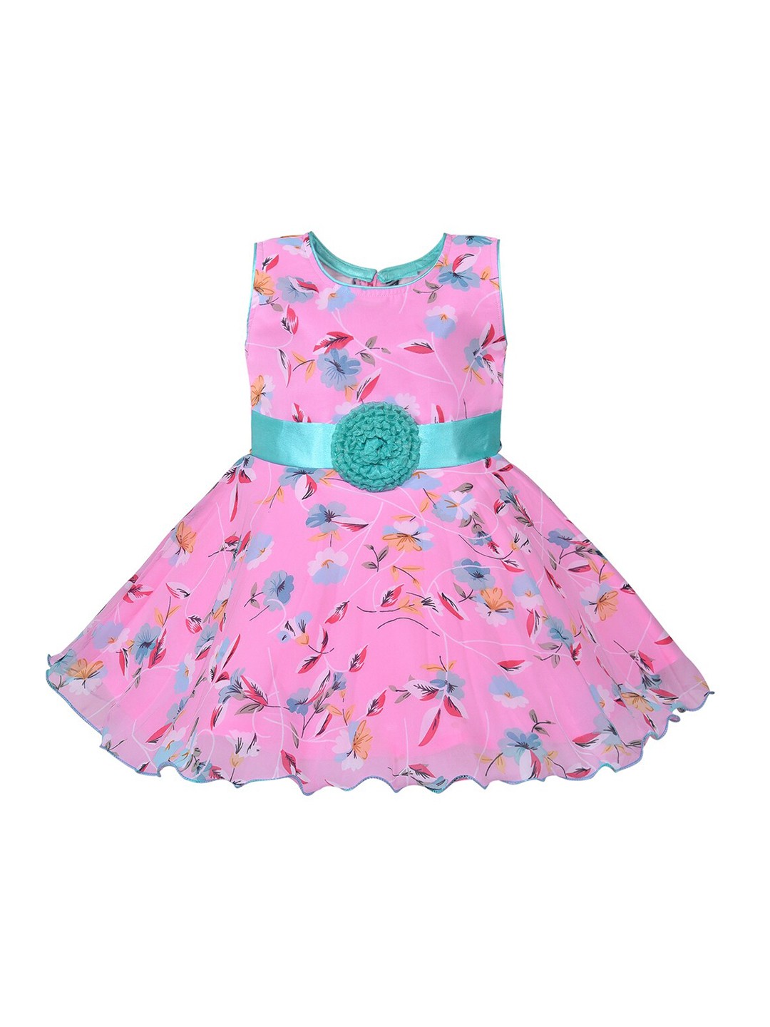 

Wish Karo Pink Floral Georgette Dress