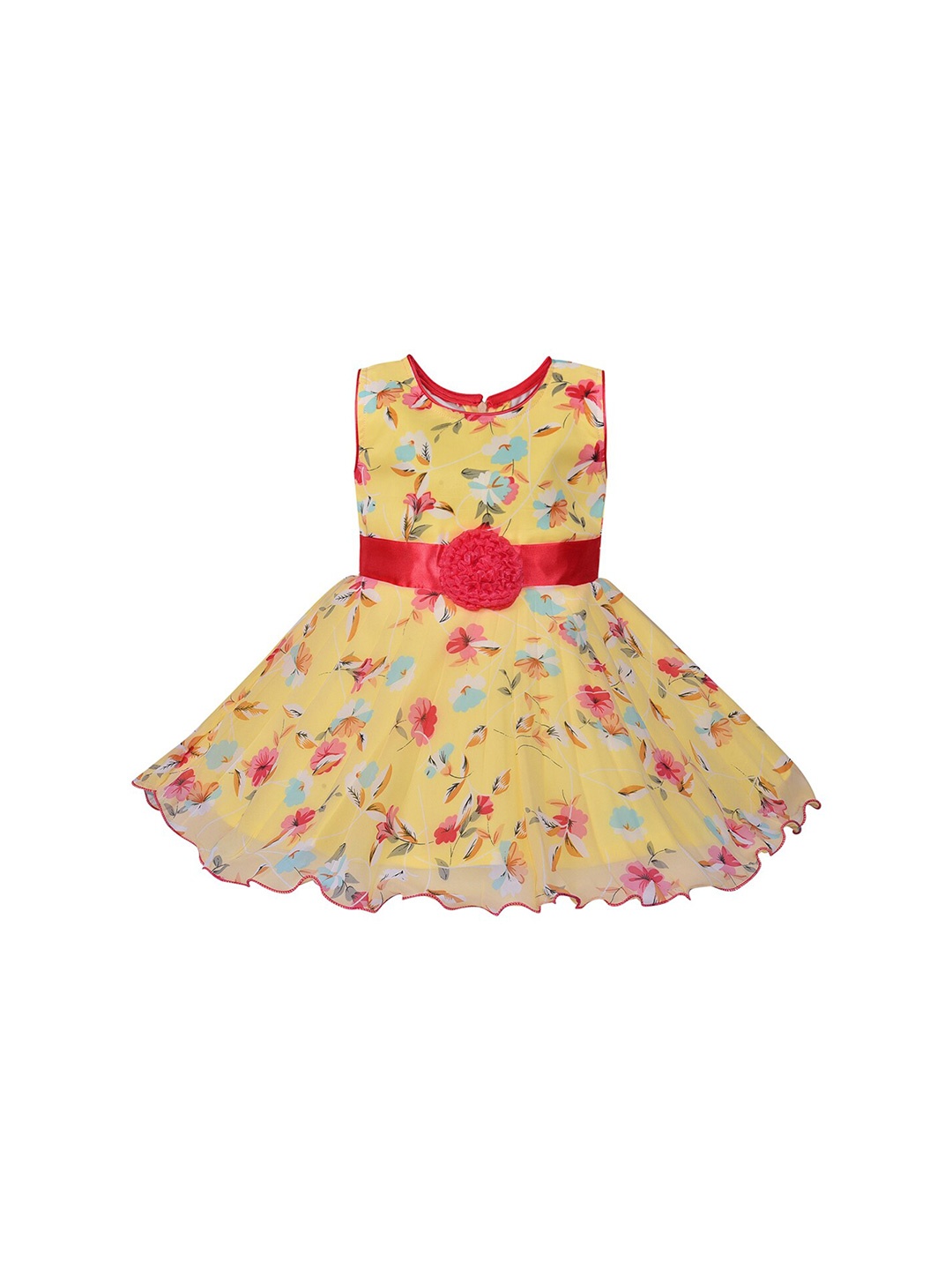 

Wish Karo Yellow Floral Georgette Dress