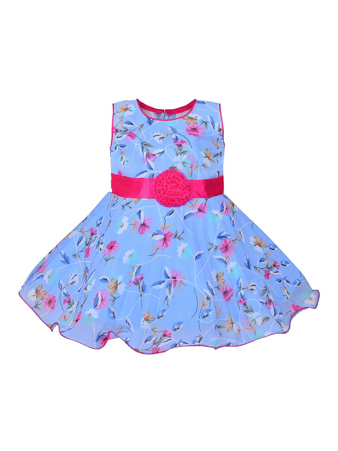 

Wish Karo Blue Floral Georgette Dress