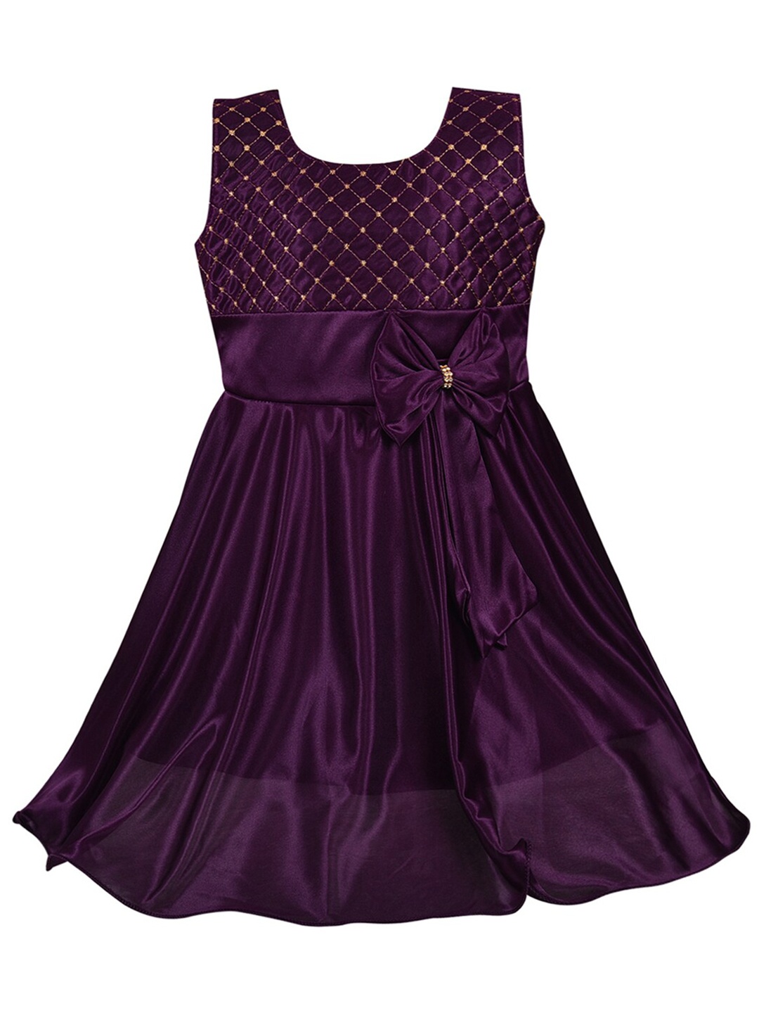 

Wish Karo Infant Girls Purple Satin Silk Dress