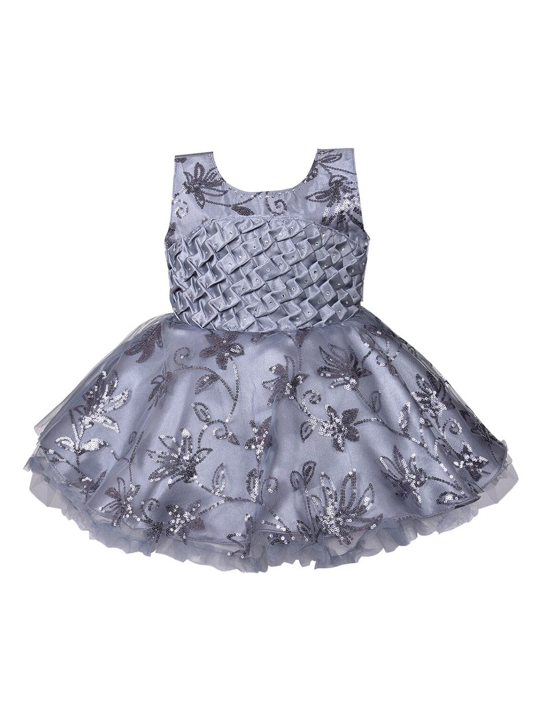 

Wish Karo Grey Floral Net Dress