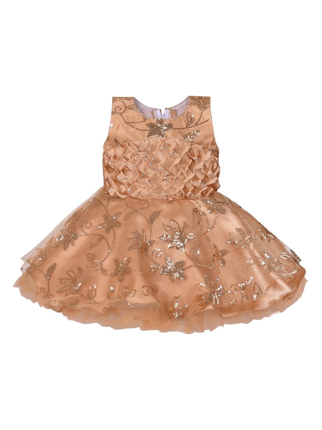 

Wish Karo Infant Girls Beige Sequinned Embellished Net Dress