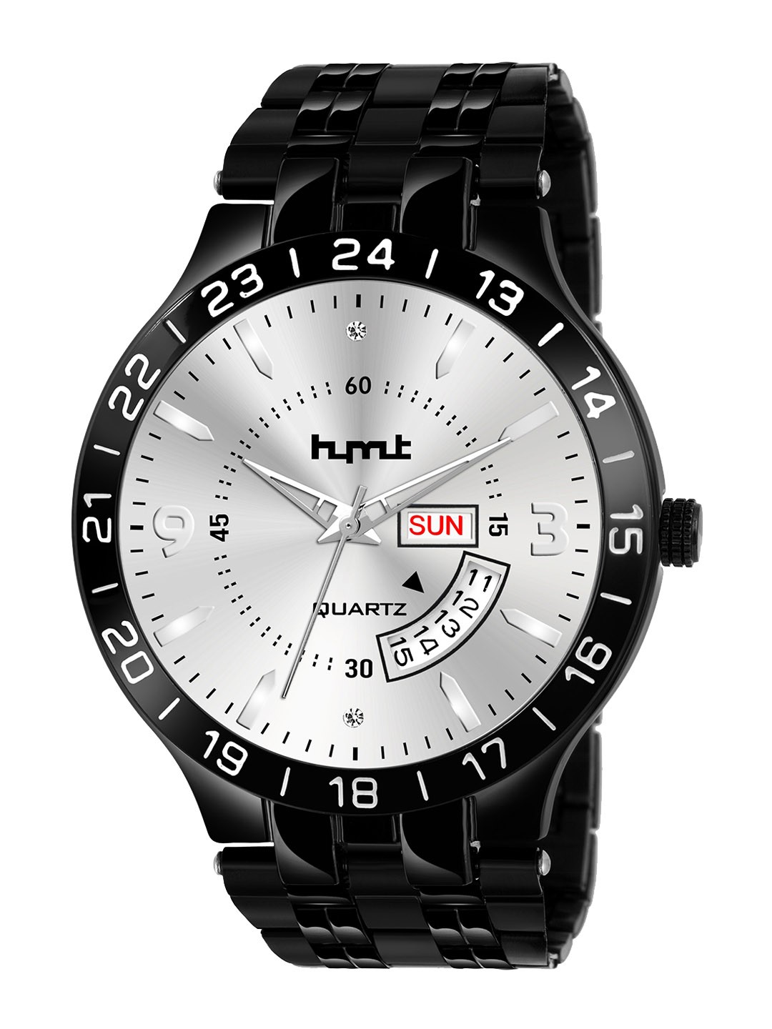 

HYMT Men Silver-Toned Dial & Black Stainless Steel Straps Analogue Watch