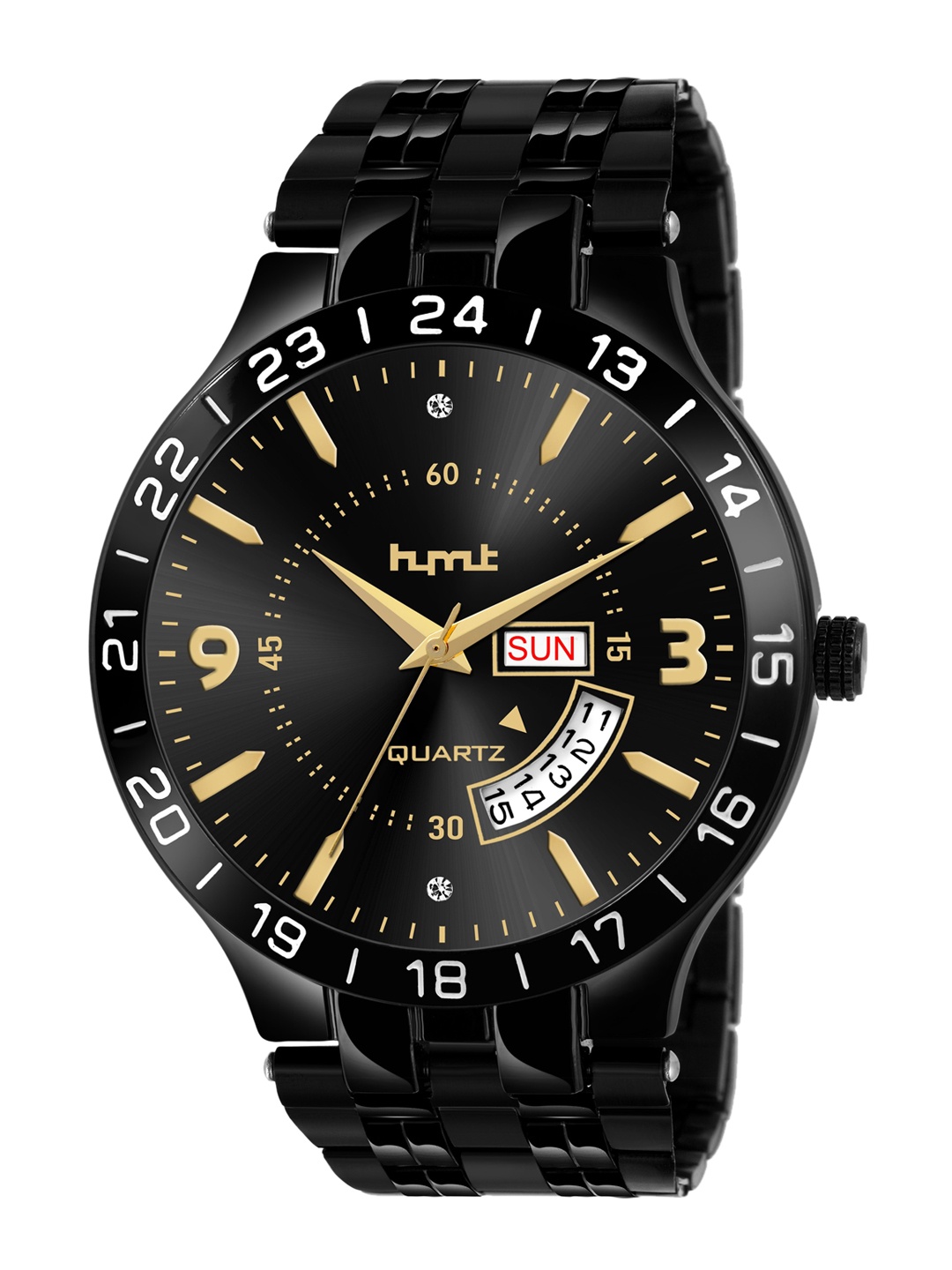 

HYMT Men Black Embellished Dial & Black Stainless Steel Straps Analogue Watch HMTY-7027